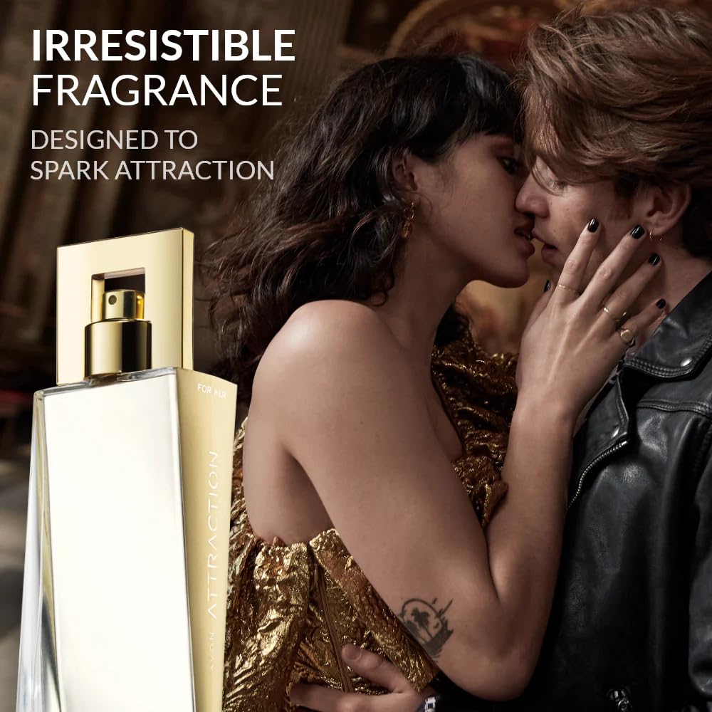 AVON Attraction bottle close-up label shows premium branding for gifting