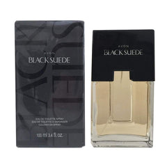 AVON Black Suede bottle front view shows premium style for confident everyday wear
