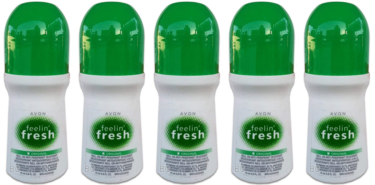 AVON Feelin Fresh deodorant 1.7oz 5-pack pack shot for all-day freshness and value.