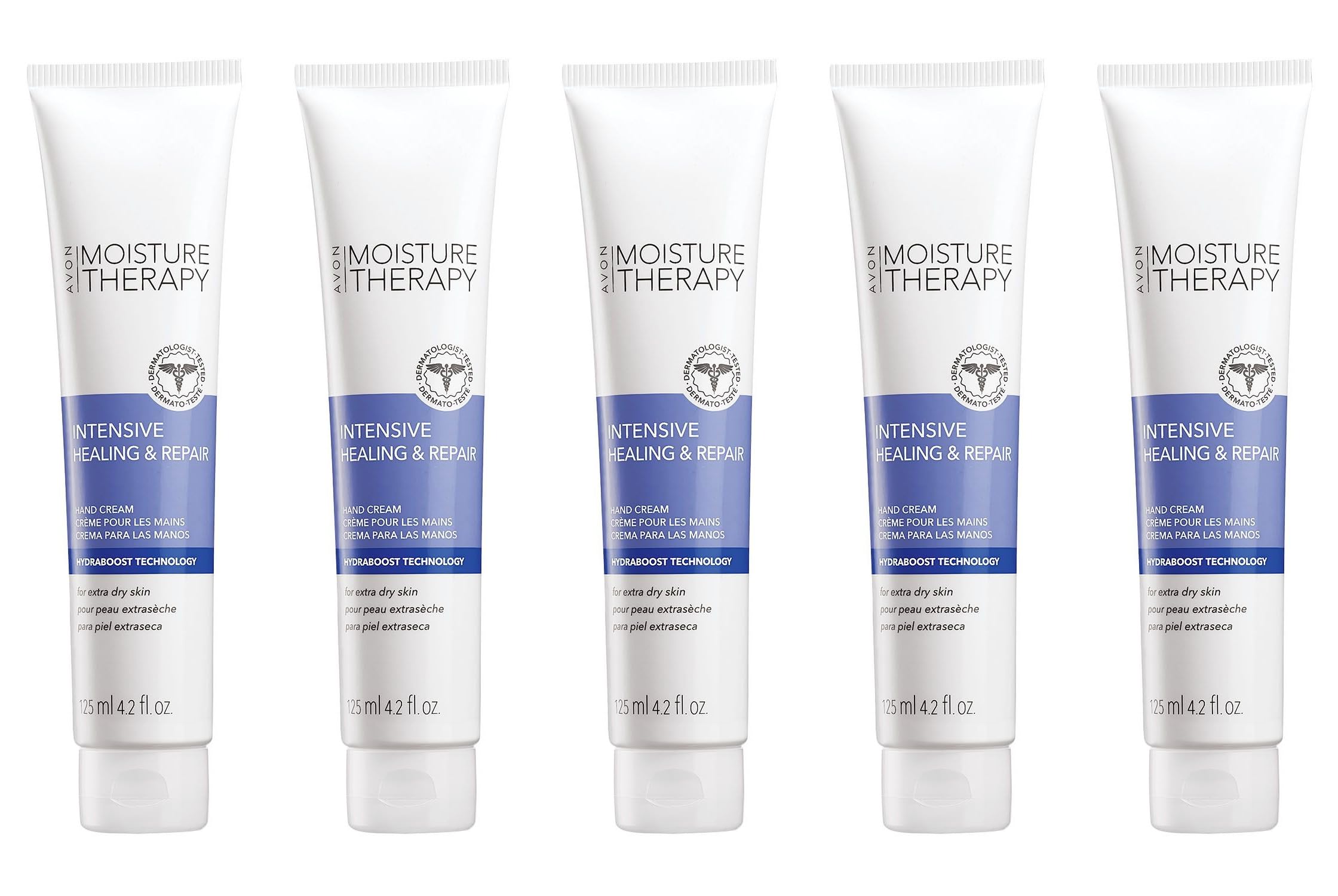AVON Moisture Therapy Calming Relief hand cream tub front highlights hydration for dry hands.
