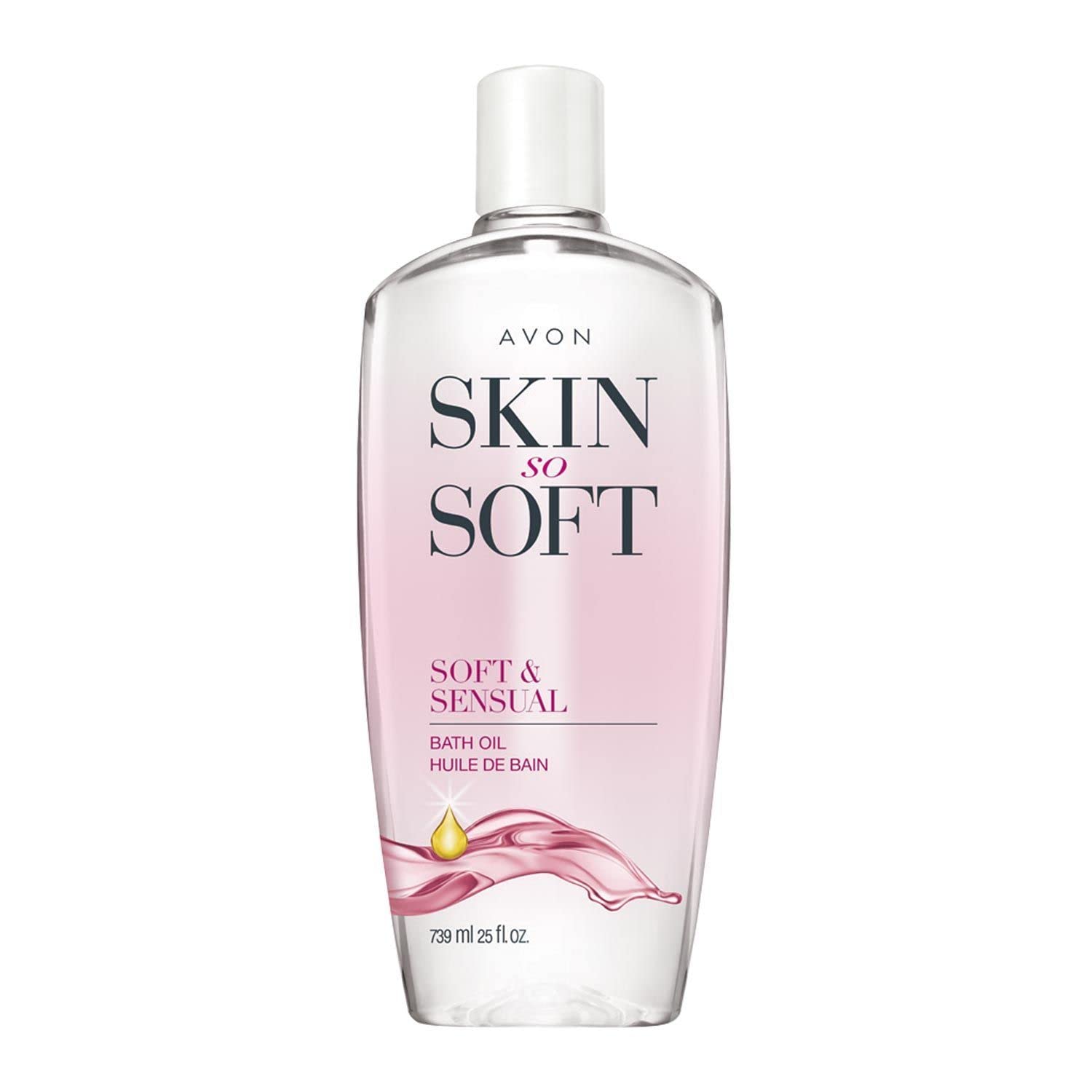 AVON Skin So Soft bath oil bottle for luxurious hydration after bath
