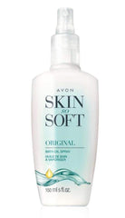 Avon Skin So Soft Original Bath Oil Spray bottle with pump delivering easy hydration after shower.