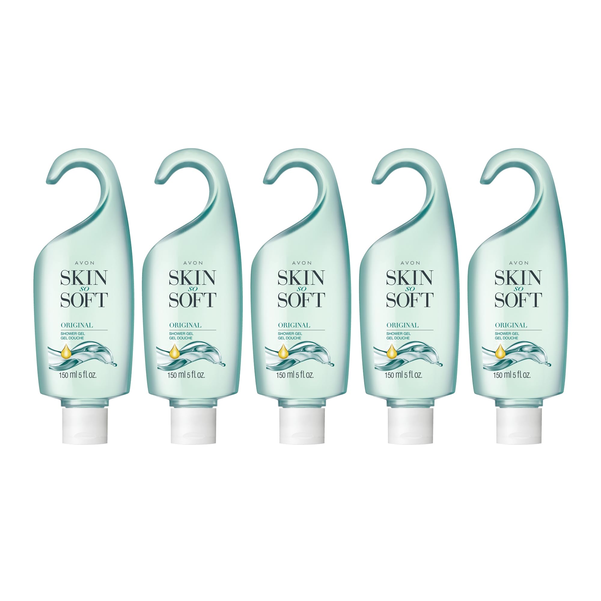 AVON Skin So Soft Original Shower Gel bottle with jojoba oil for hydrating cleanse.