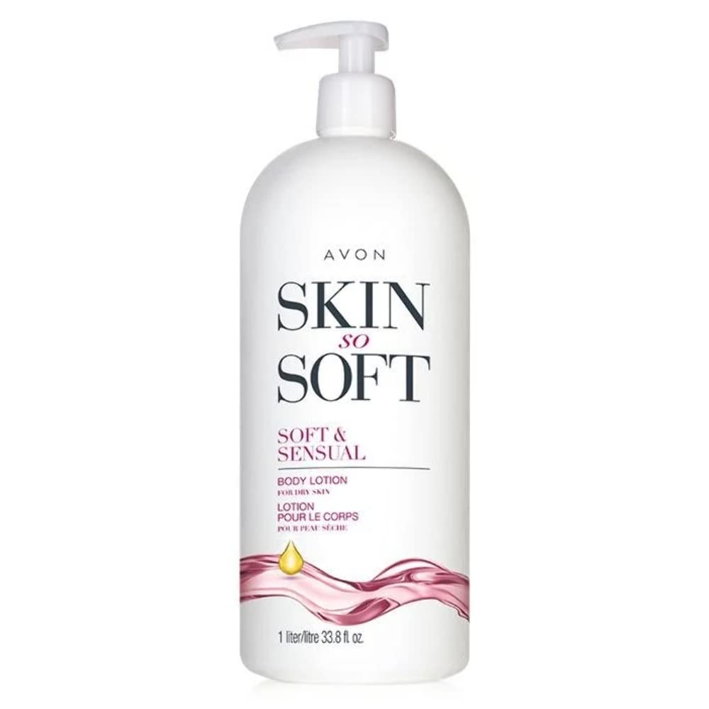 AVON Skin So Soft Soft & Sensual lotion in 1-liter pump bottle for lasting hydration