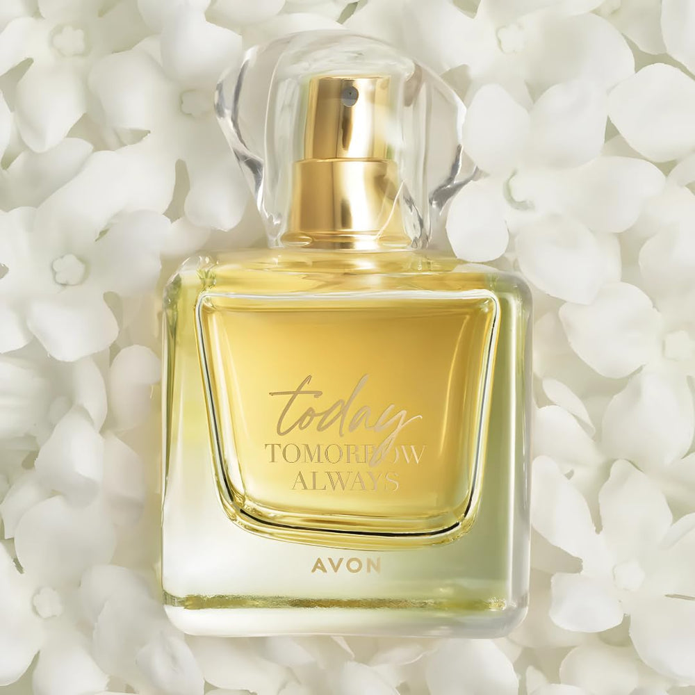 AVON Today bottle with soft pink finish, highlighting romantic notes
