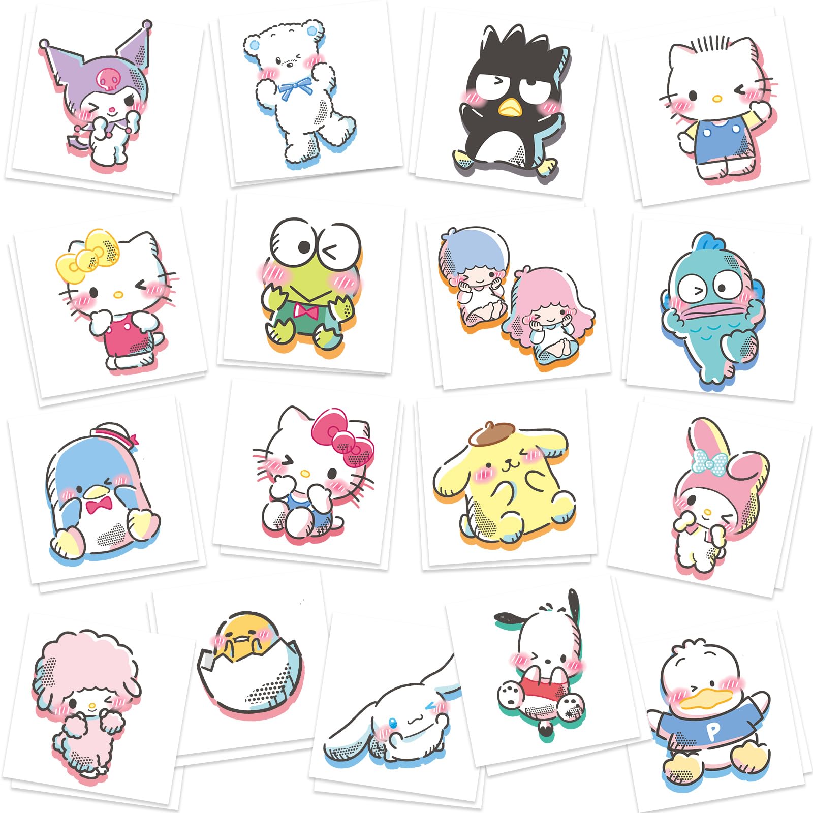 AVONO Kitty tattoos collection 01 on a sheet, ready for quick party favors and kawaii flair.