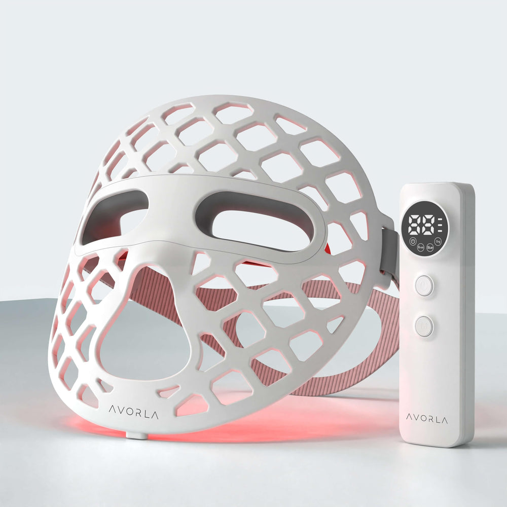 Avorla Beauty LED mask red light close-up showing wrinkle-reduction potential