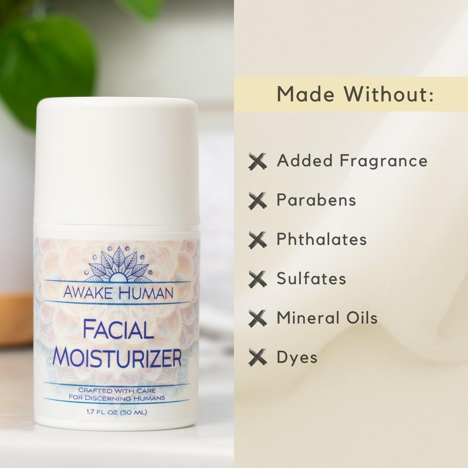 Awake Human airless pump packaging for travel-friendly skincare routine.
