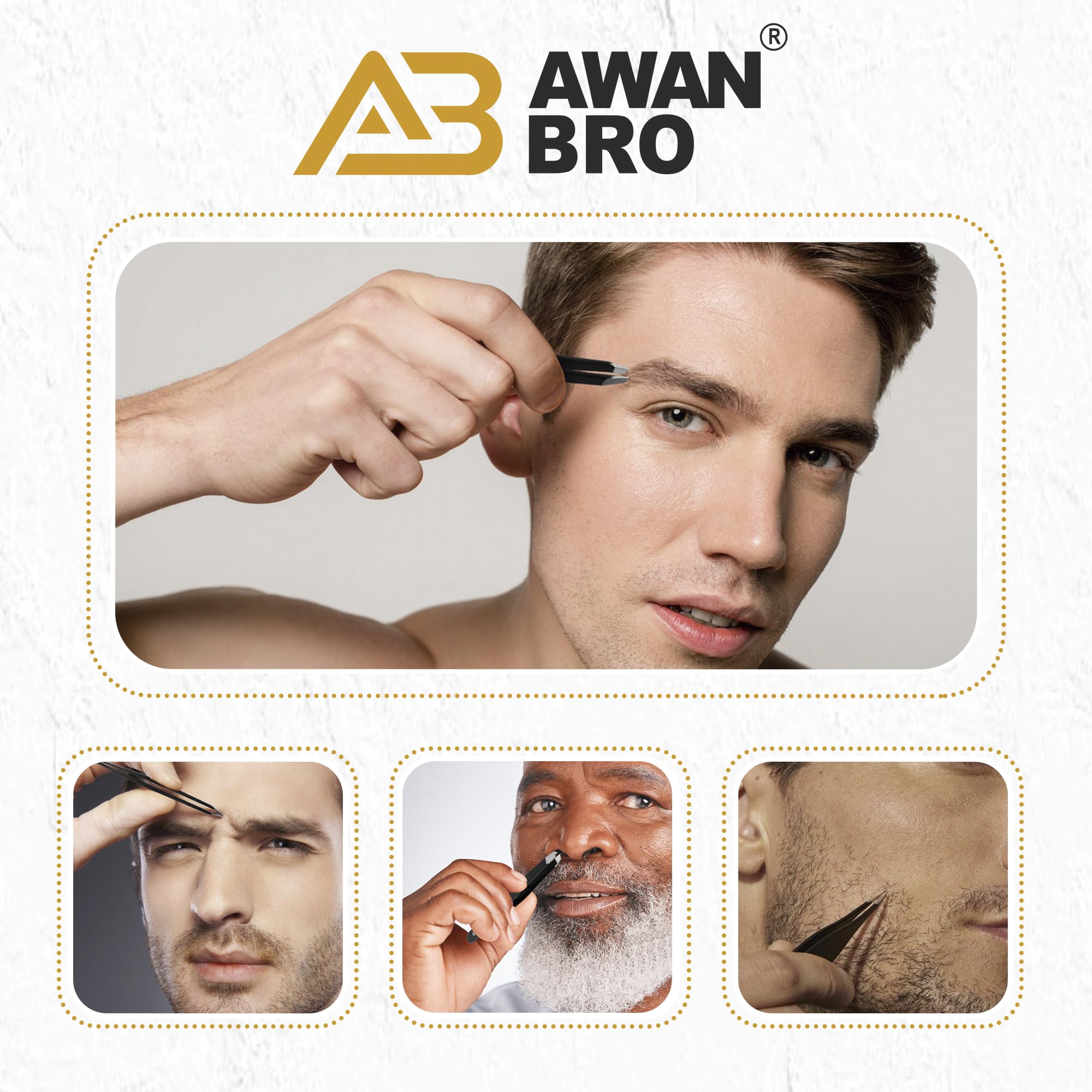 AWAN BRO stainless steel tweezers with pointed tip for pinpoint precision.