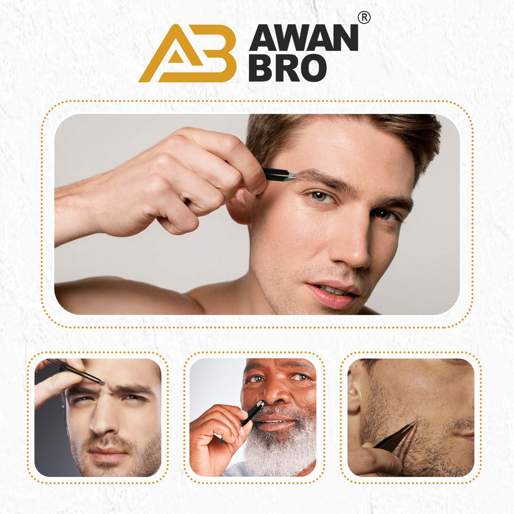 AWAN BRO stainless steel tweezers with pointed tip for pinpoint precision.
