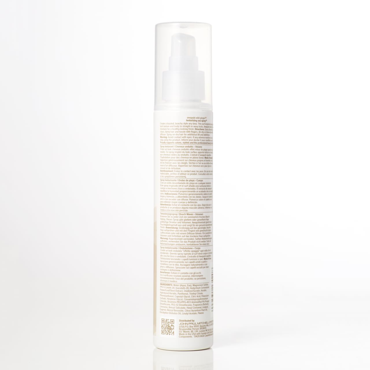 Awapuhi Wild Ginger bottle emphasizes color-safe formula for all hair types.