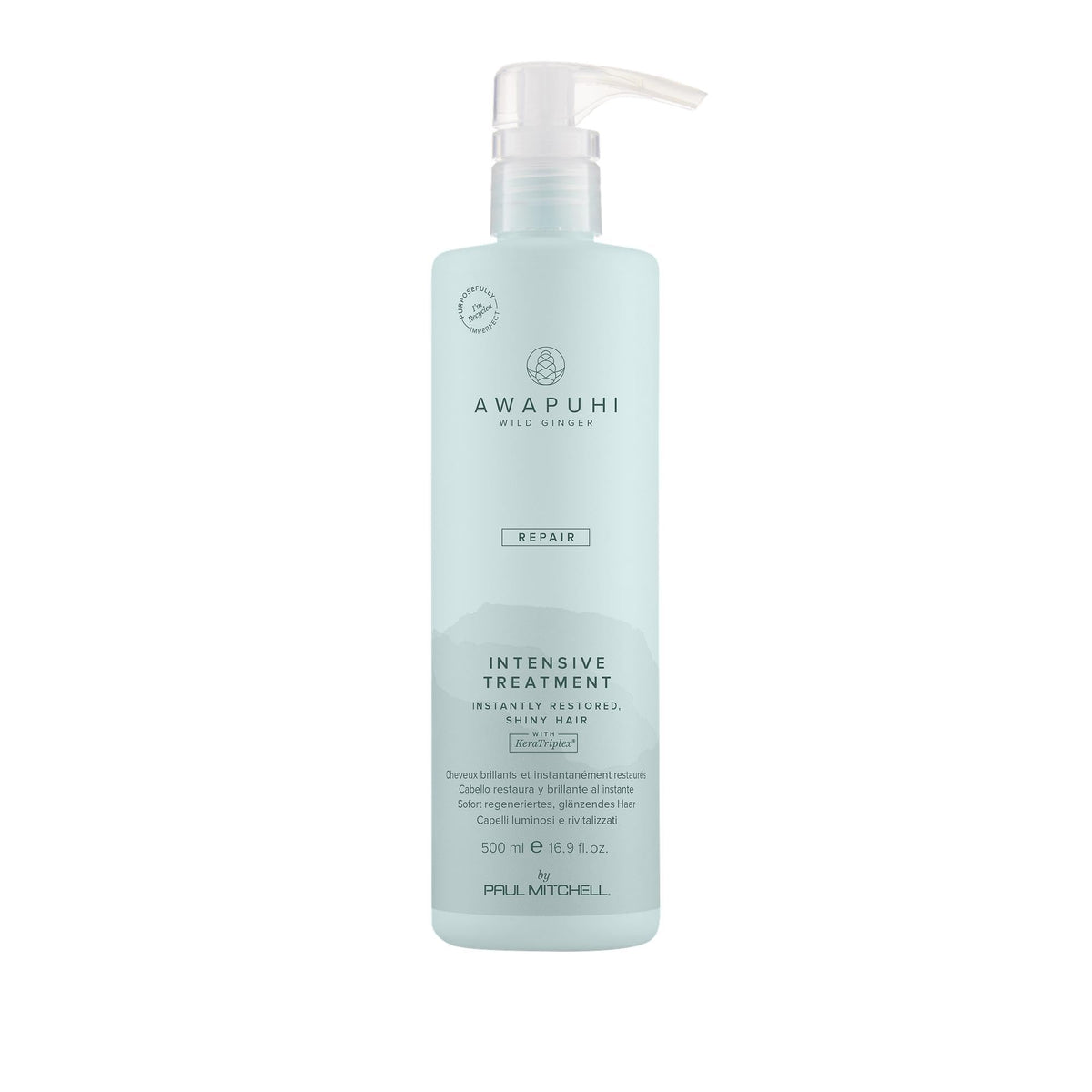 Awapuhi Wild Ginger Intensive Treatment bottle pouring for moisture and shine