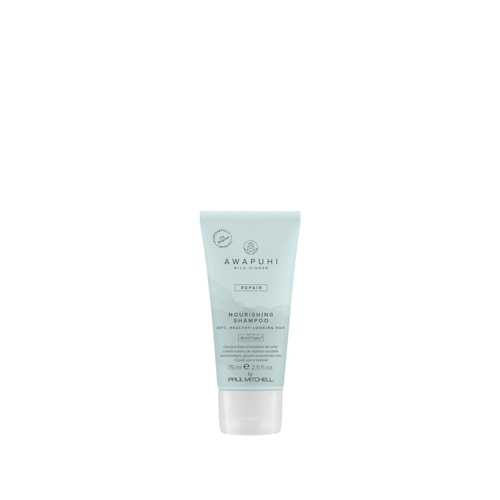 Awapuhi Wild Ginger Nourishing Shampoo bottle emphasizes color-safe cleansing for color-treated hair.
