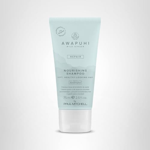 Awapuhi Wild Ginger Nourishing Shampoo label detail communicates product information and usage tips.