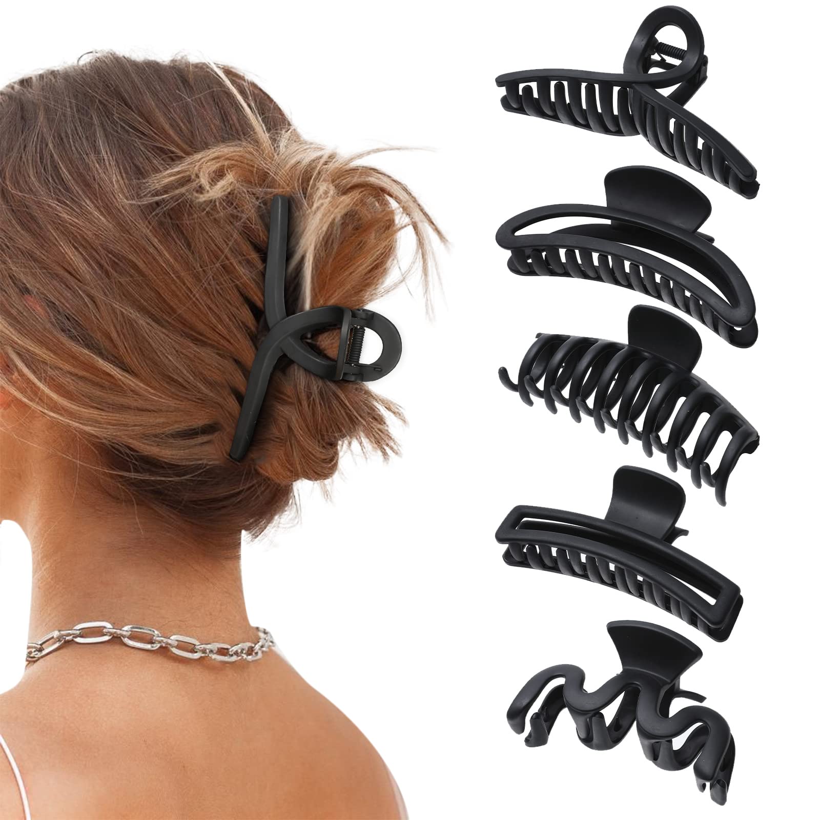 AWAYTR 5PCS large claw hair clip closeup shows strong hold for thick hair.