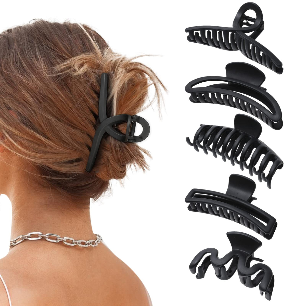 AWAYTR 5PCS large claw hair clip closeup shows strong hold for thick hair.
