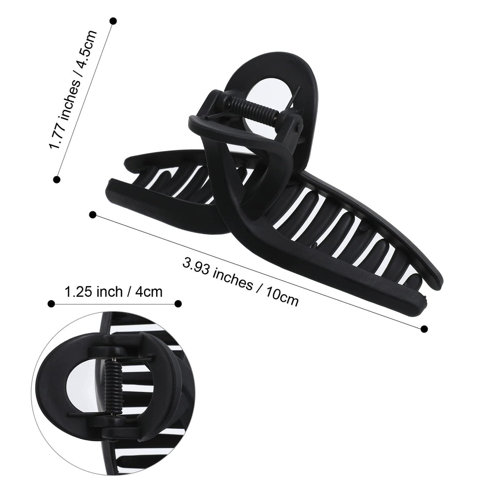 AWAYTR 5PCS large claw hair clip matte black unbreakable alloy in action.