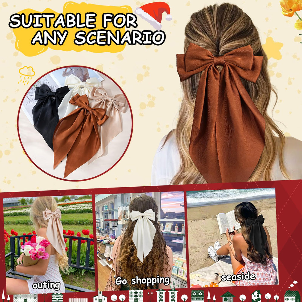 AWAYTR curry satin bow clip adds warm accent for special occasions.