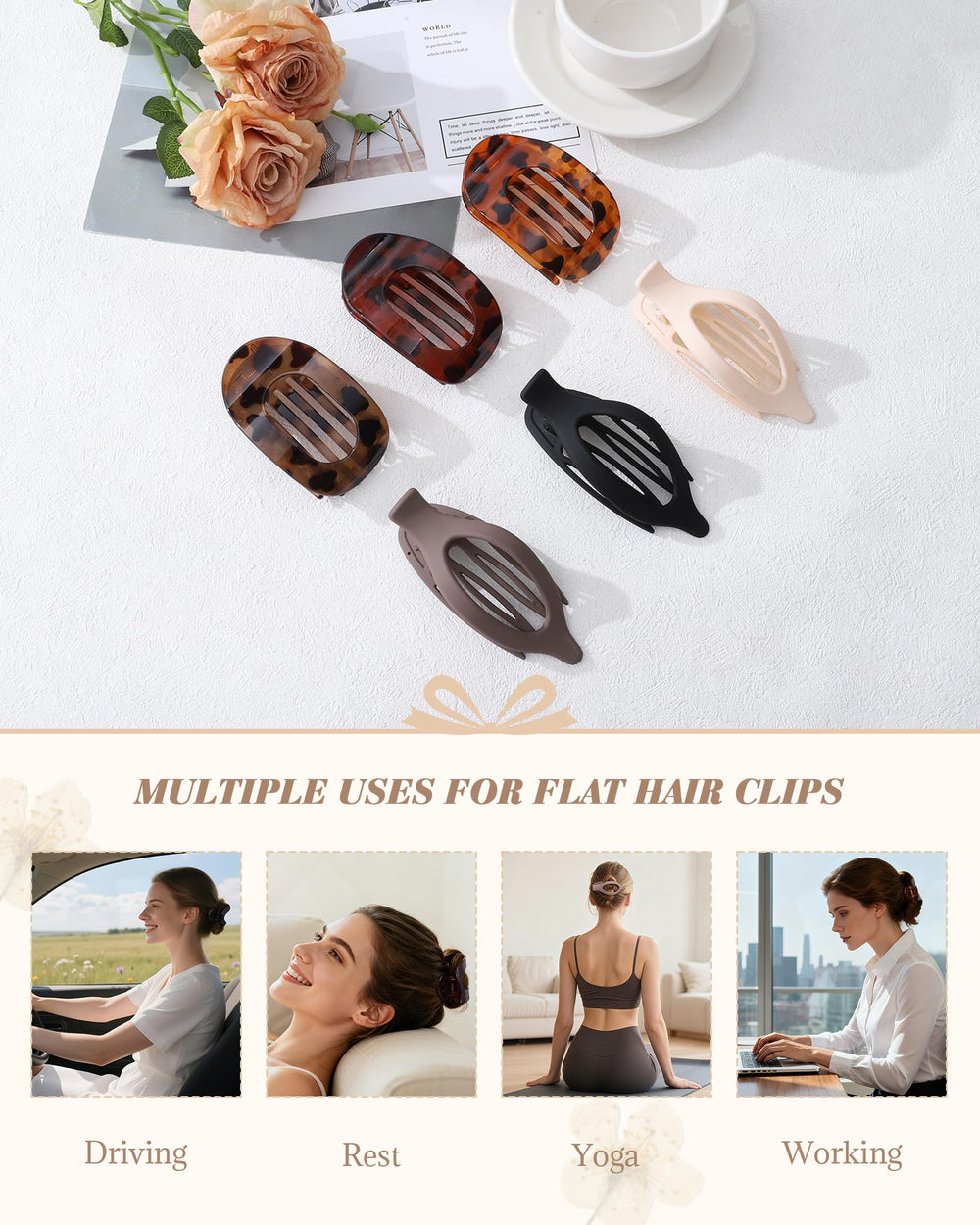 AWAYTR flat hair clip demonstrating strong hold in action.