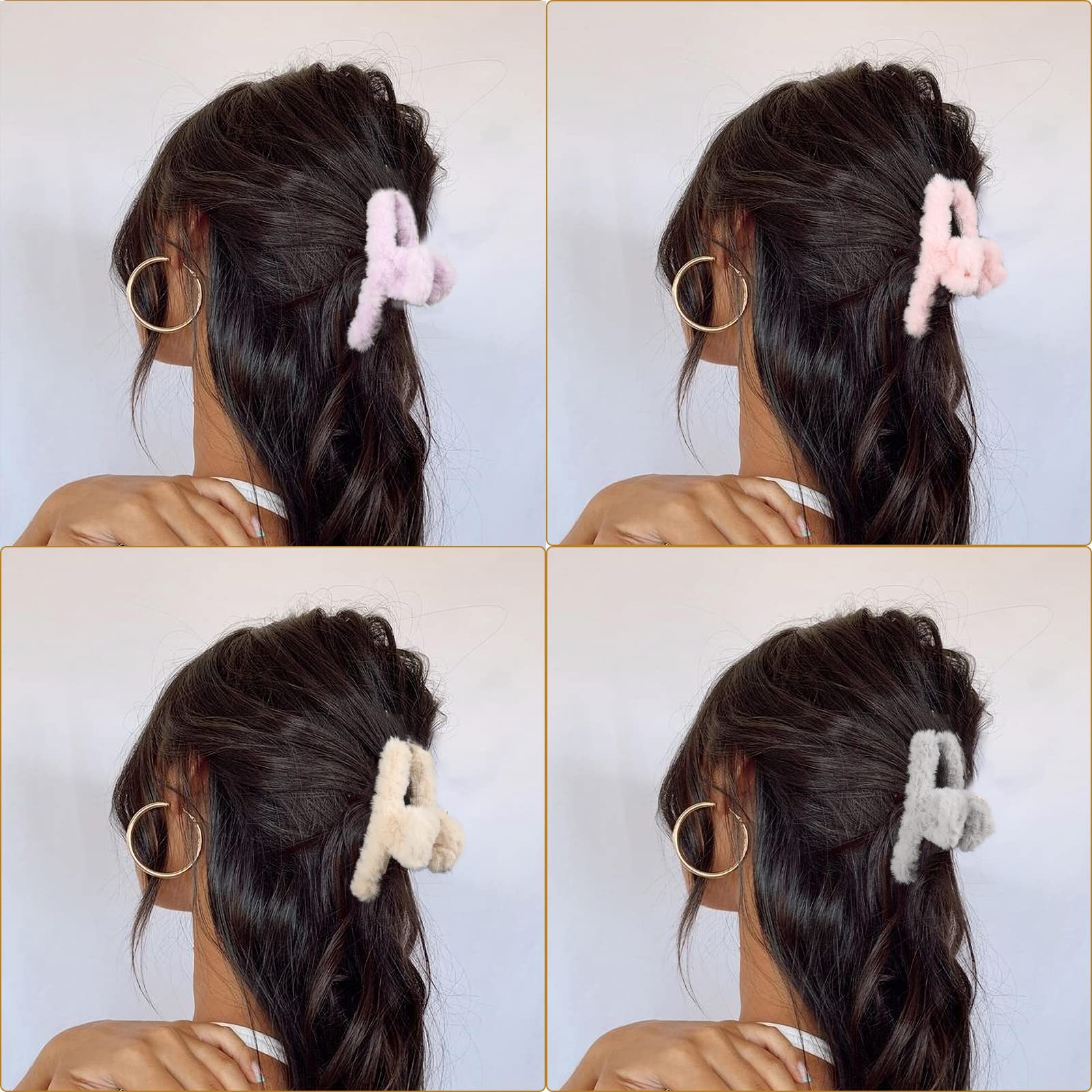 AWAYTR large claw hair clip beige blends with hair while staying put all day.