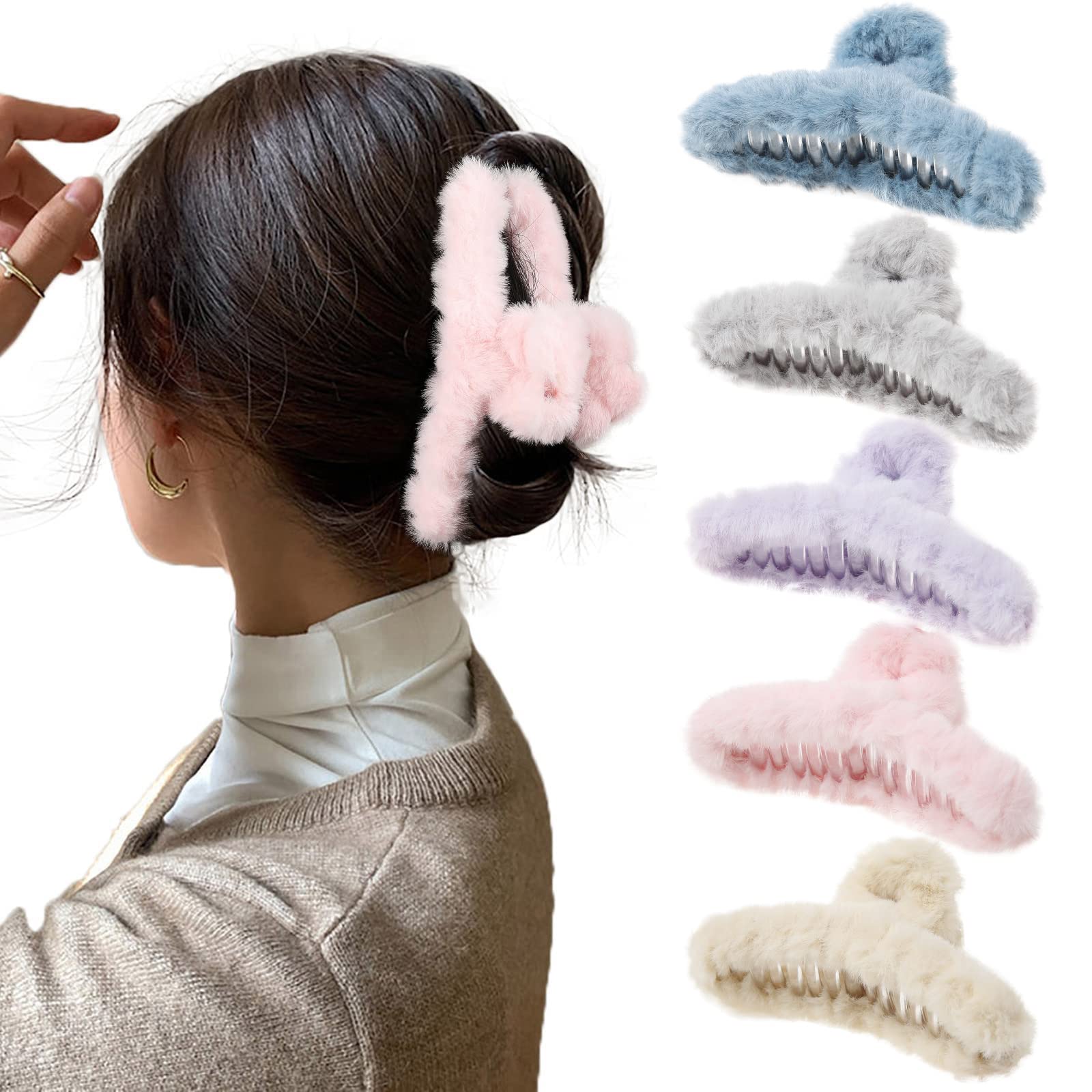 AWAYTR large claw hair clip blue provides strong hold for thick hair during workouts.