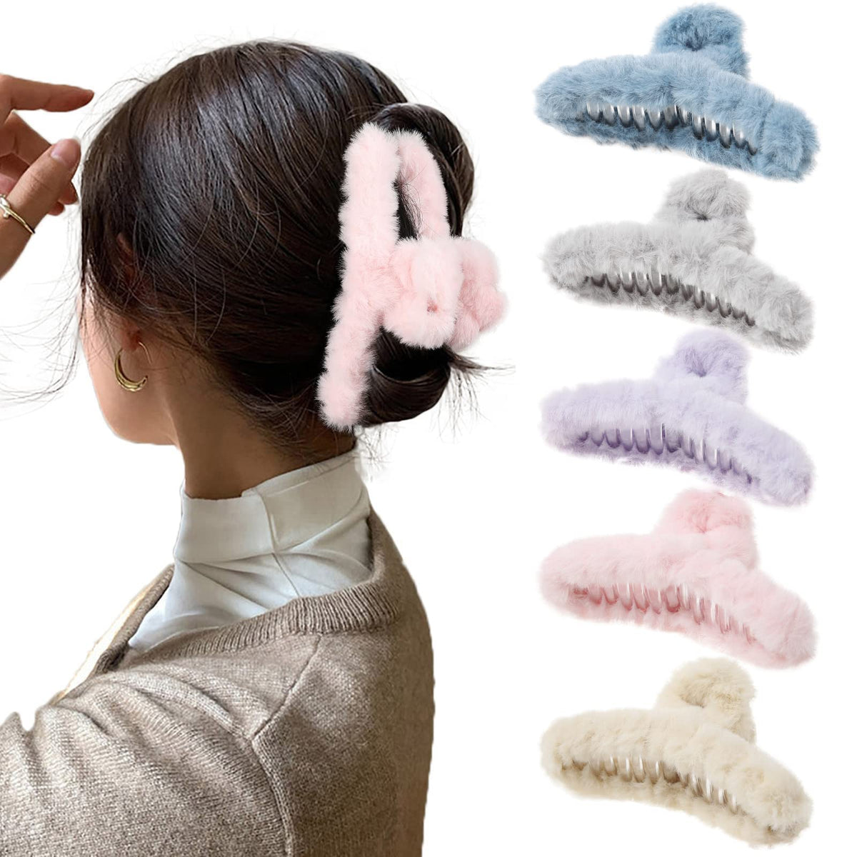 AWAYTR large claw hair clip blue provides strong hold for thick hair during workouts.