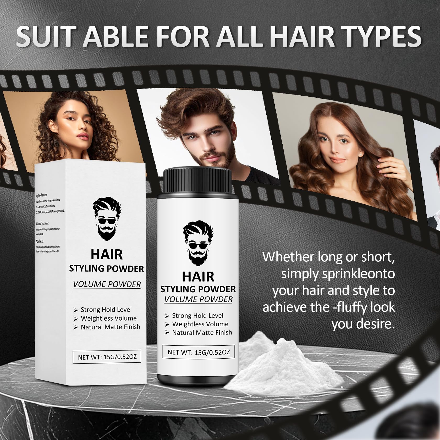 AWCCXMYM powder suits curly, straight, and textured styles