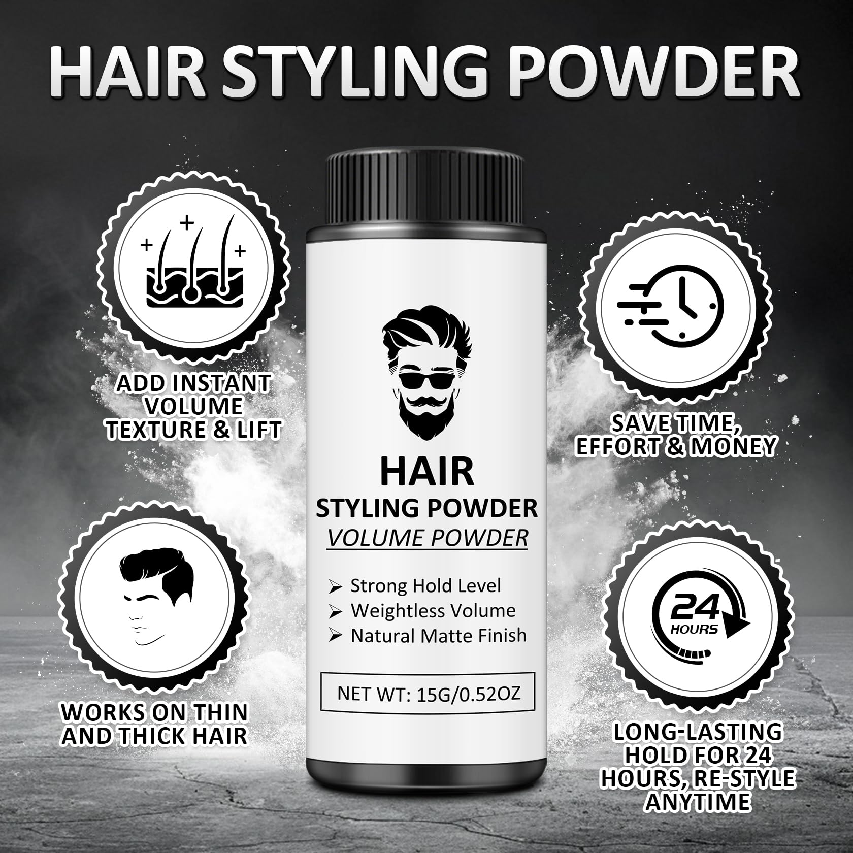 AWCCXMYM powder applied to hair by hands for quick volume refresh