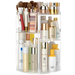Awenia makeup organizer 360-degree rotation base enables quick access to cosmetics.