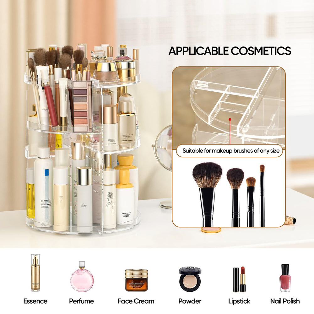 Awenia makeup organizer fits bathroom and dresser tops for easy daily use.