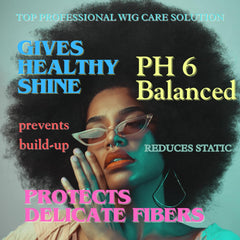 Awesome wig shine-enhancing spray showcases silky texture and natural-looking luster.