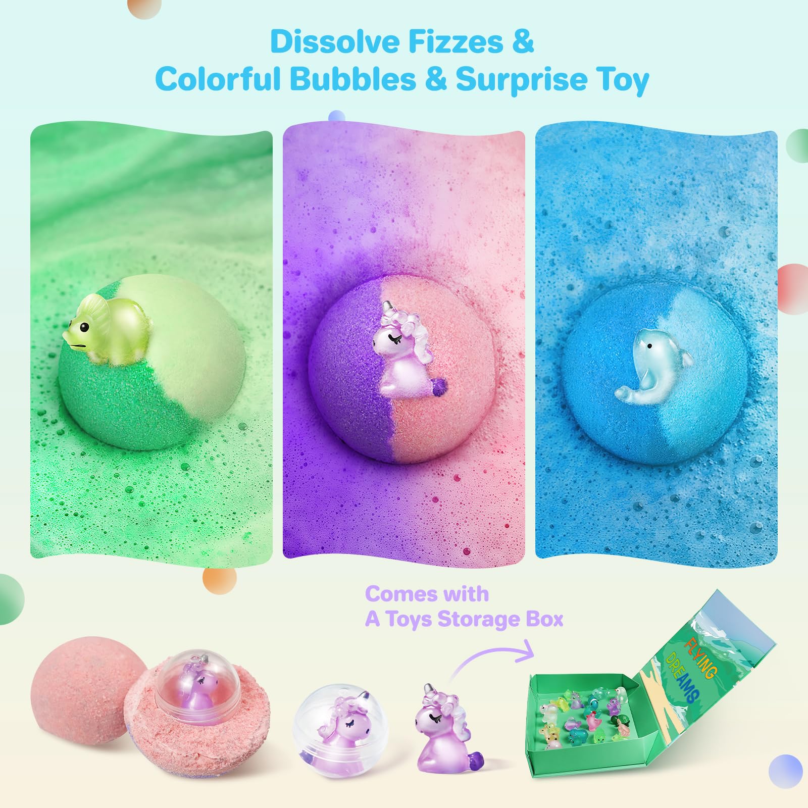 AWKUWA land and sea animal toys glow during bath time.