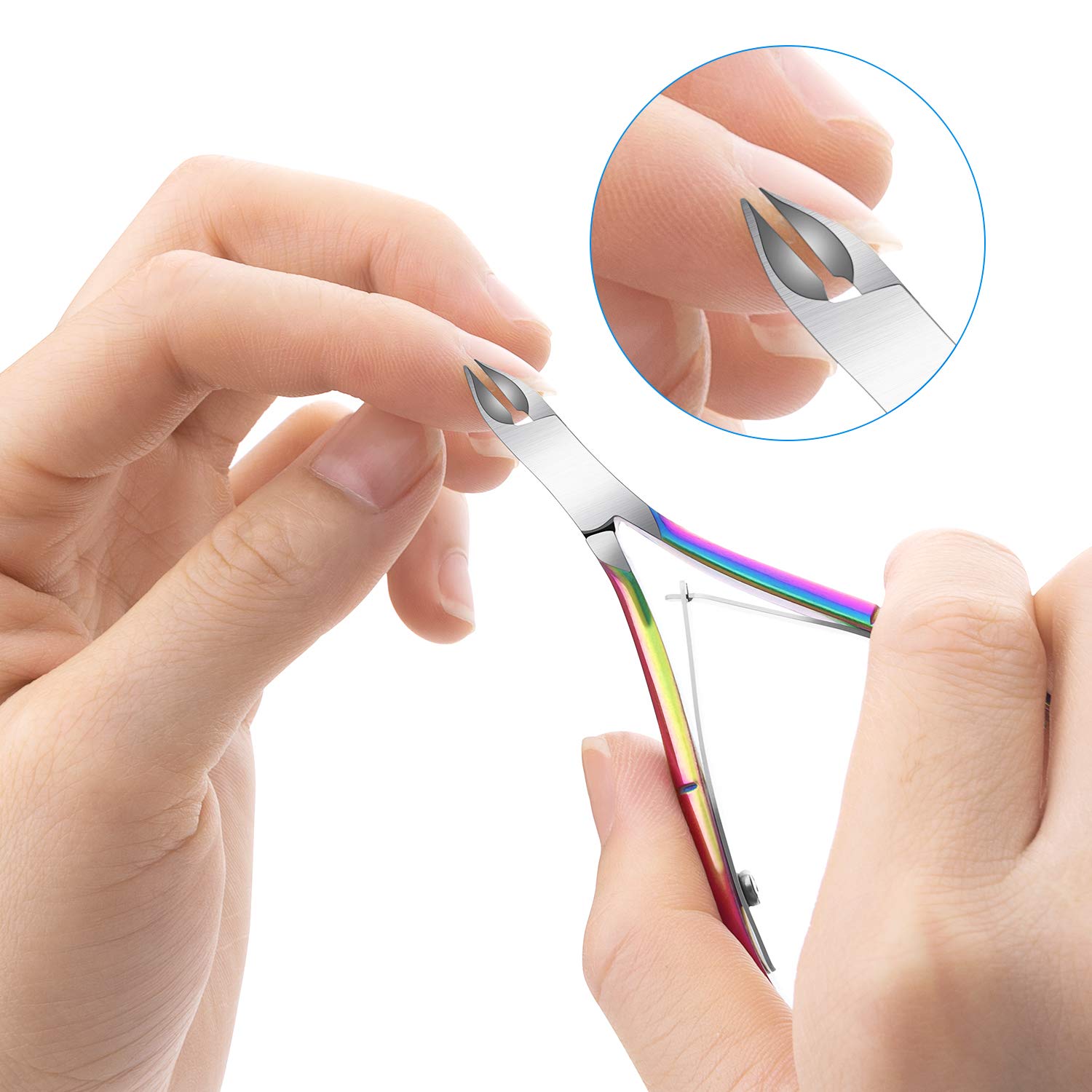 Awpeye cuticle nippers with protective cover close-up demonstrates safe storage.