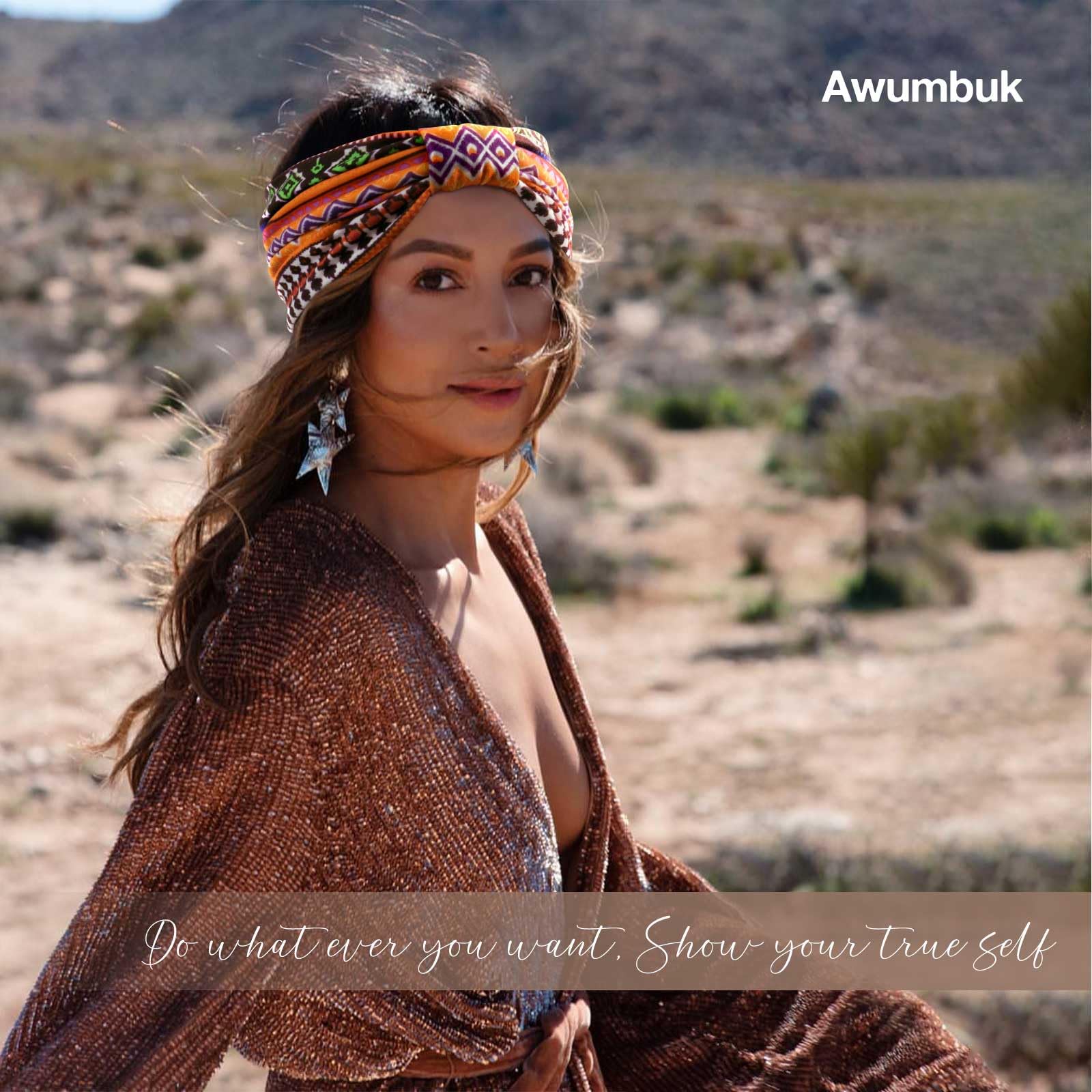 Awumbuk wide headband close-up shows skin-friendly, breathable fabric ideal for workouts.