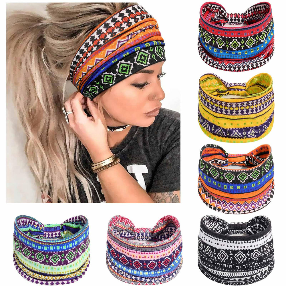 Awumbuk wide headband pack6 retro style offers comfortable stretch for all-day wear.