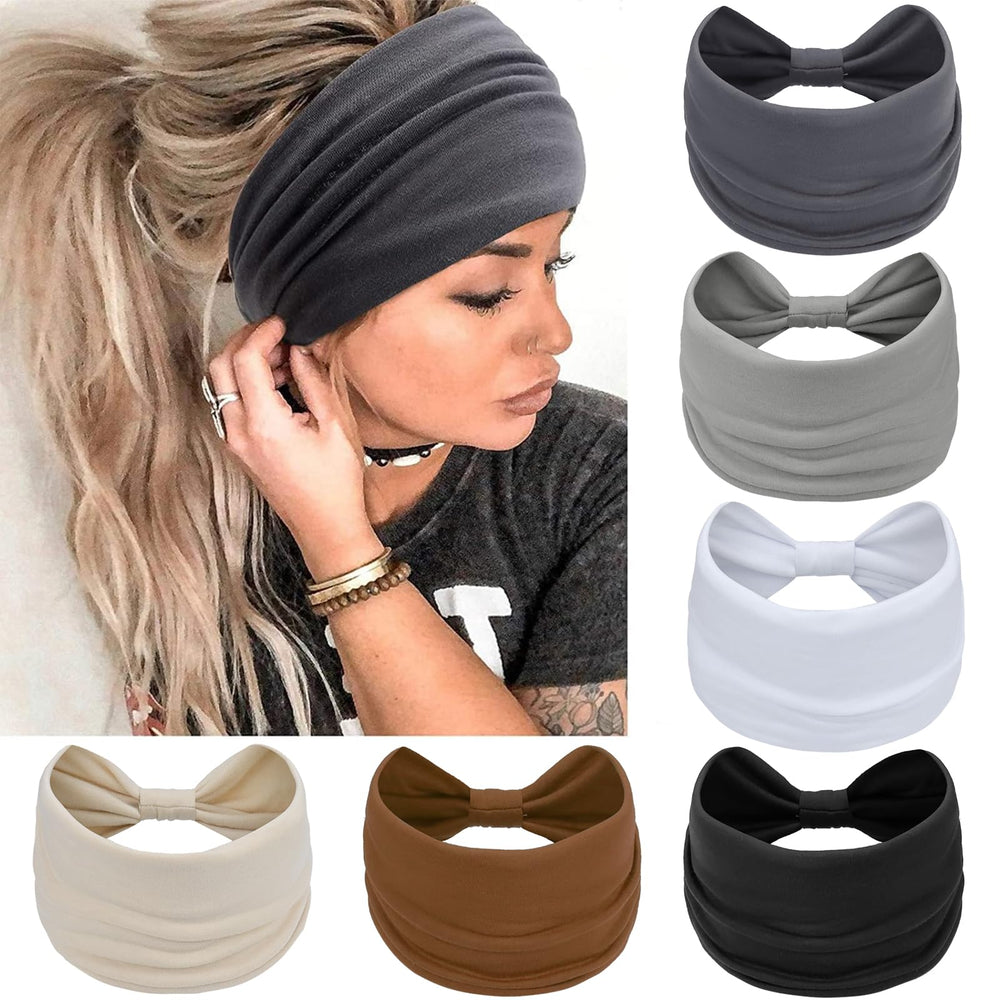 Awumbuk wide headbands classic pack six for comfortable workouts and daily wear