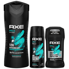 AXE Apollo body spray 4oz provides lasting scent for all-day wear.