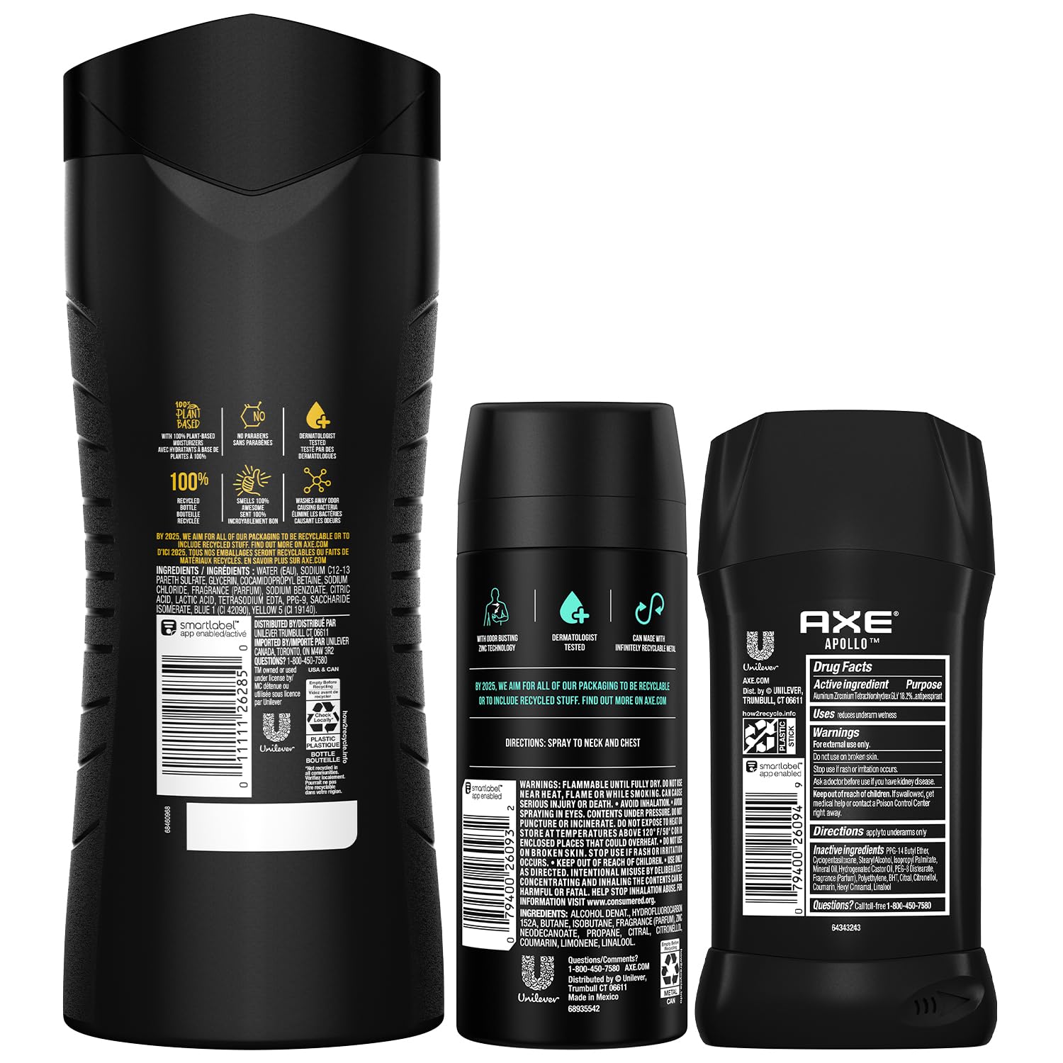 AXE Apollo deodorant stick 3oz offers reliable odor protection.