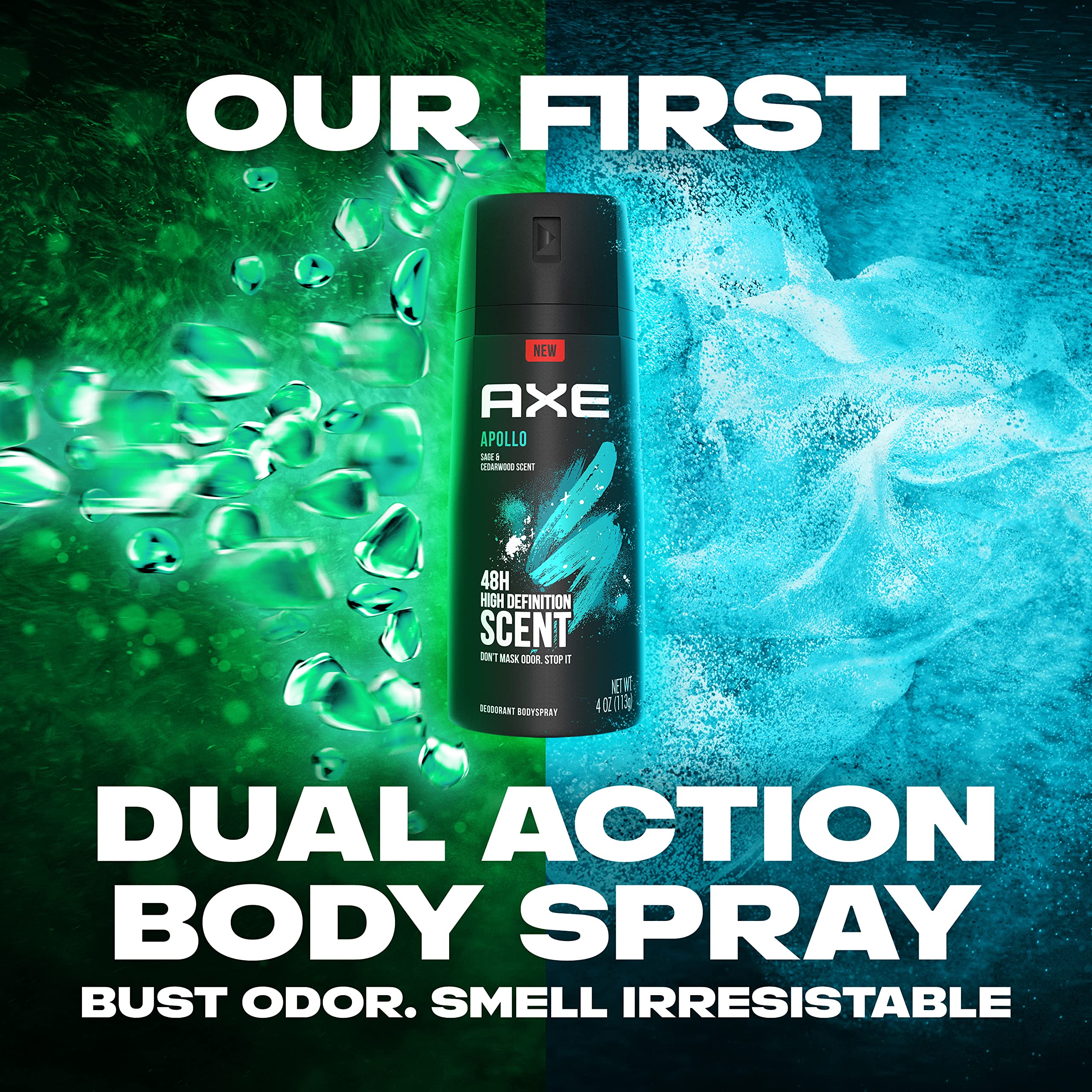 AXE Apollo four-ounce size is compact for travel-friendly daily use.