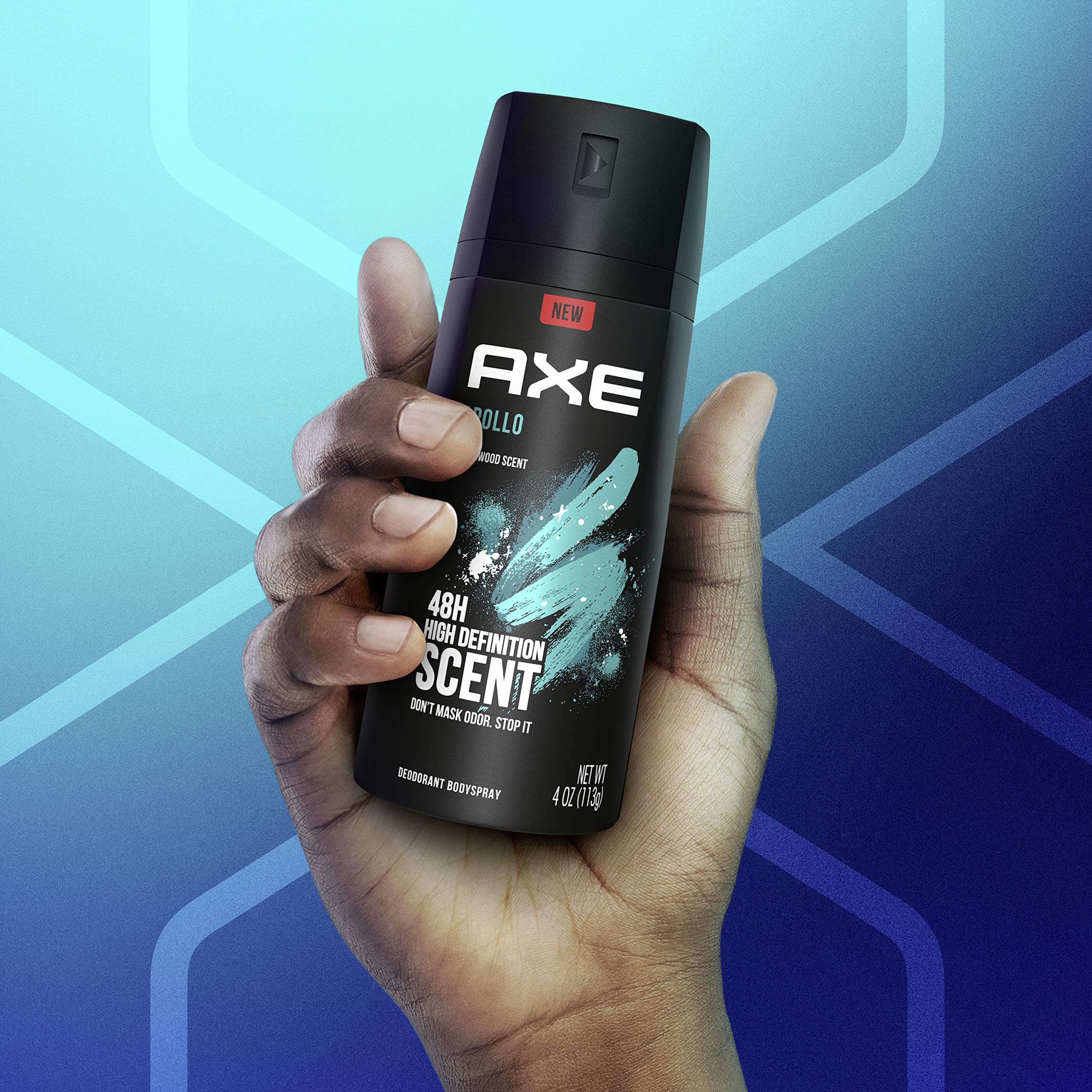 AXE Apollo fragrance sage and cedarwood evokes rugged confidence and clean scent.