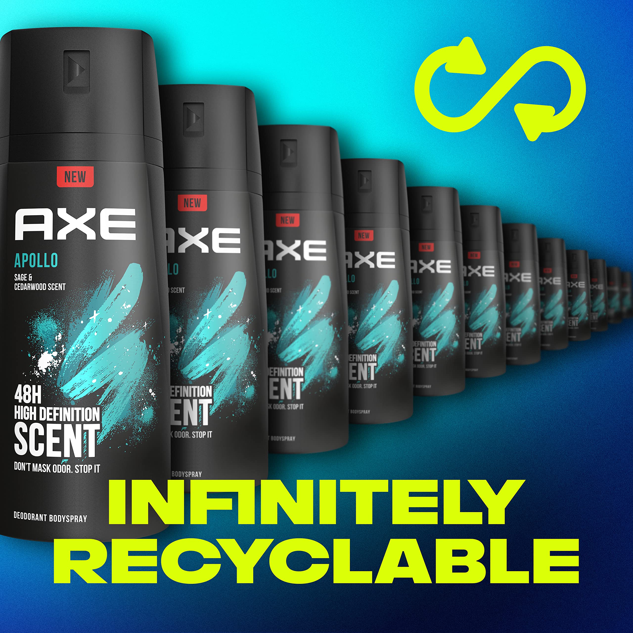 AXE Apollo men's body spray delivers quick refreshment during workouts and commutes.