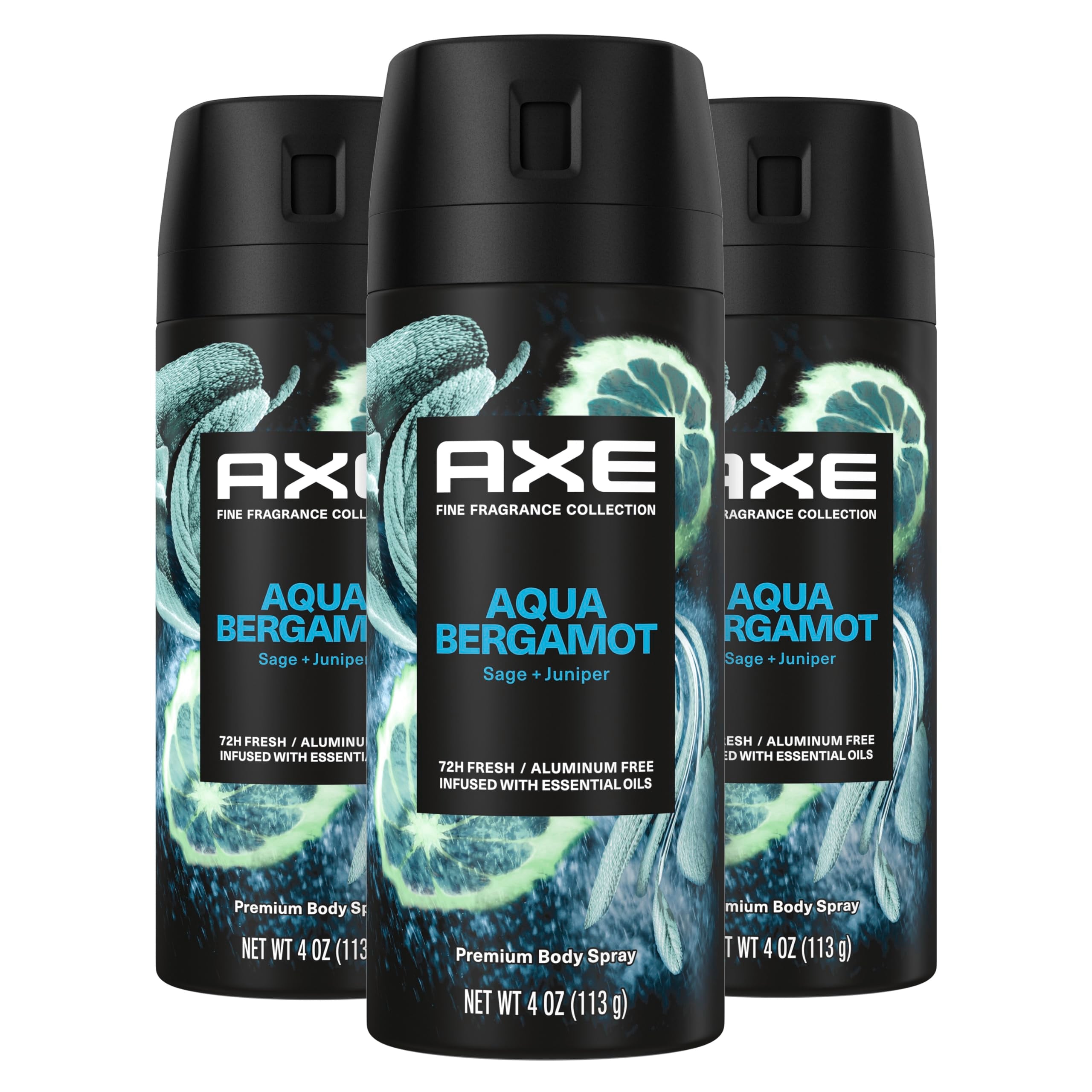 AXE Aqua Bergamot deodorant spray bottle ready for daily use, long-lasting freshness.