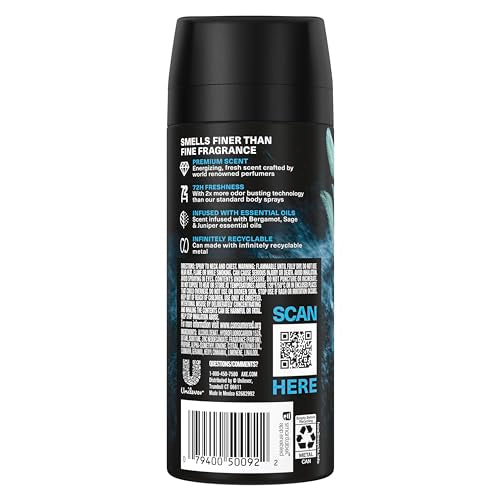 AXE Aqua Bergamot spray dispense angle for quick, even application.