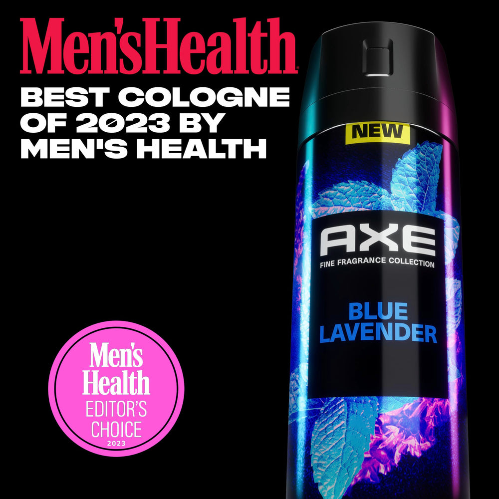 Deodorant on store shelf display featuring AXE Blue Lavender.
