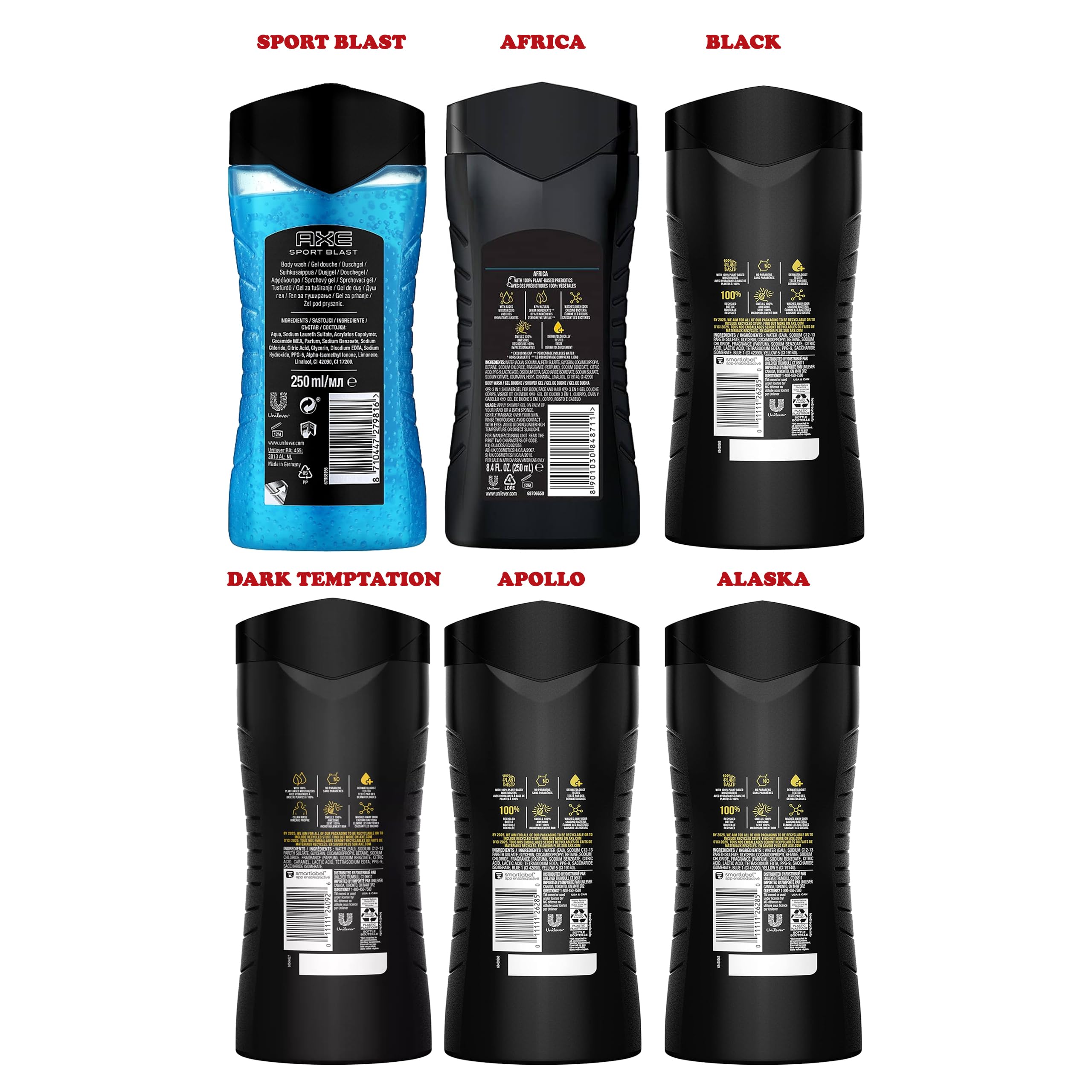 AXE Apollo body wash bottle for energizing post-workout refresh