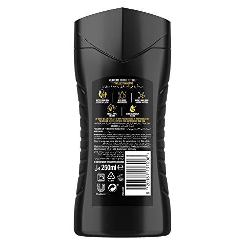AXE Dark Temptation 3-pack back label highlights scent details and packaging.