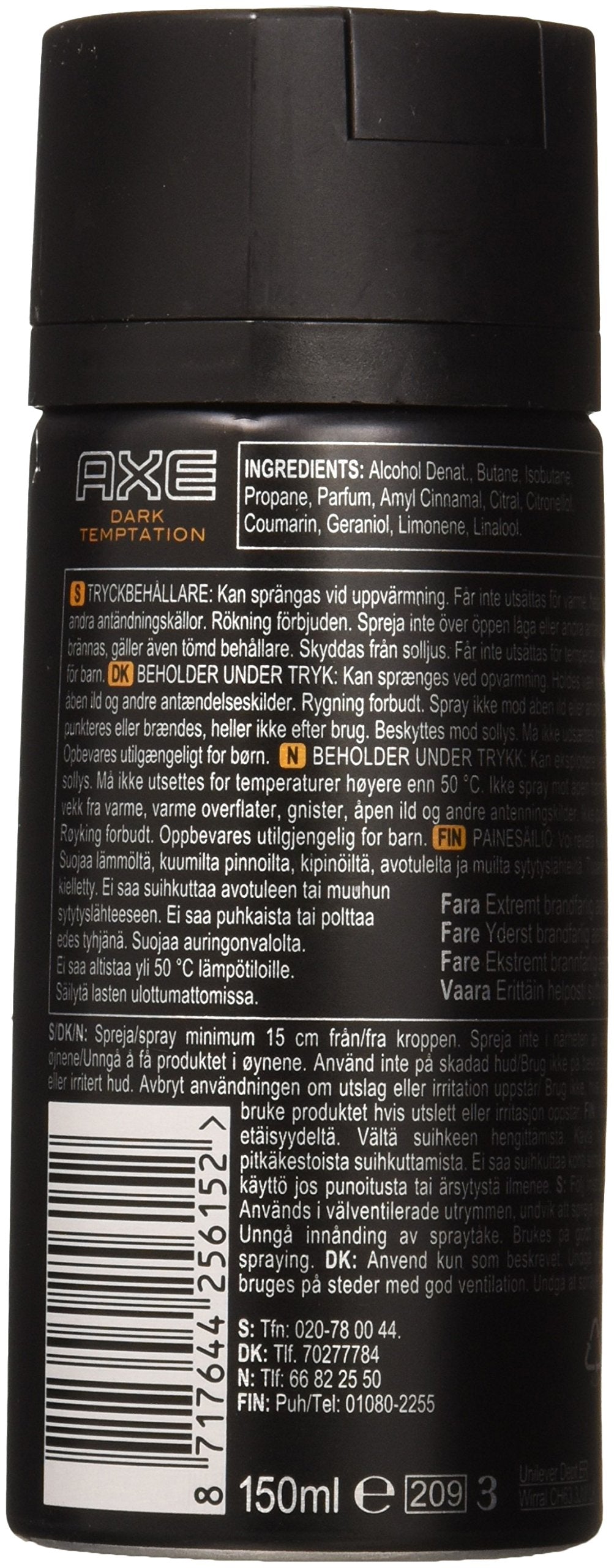AXE Dark Temptation deodorant spray nozzle enables easy, even application for all-day wear.