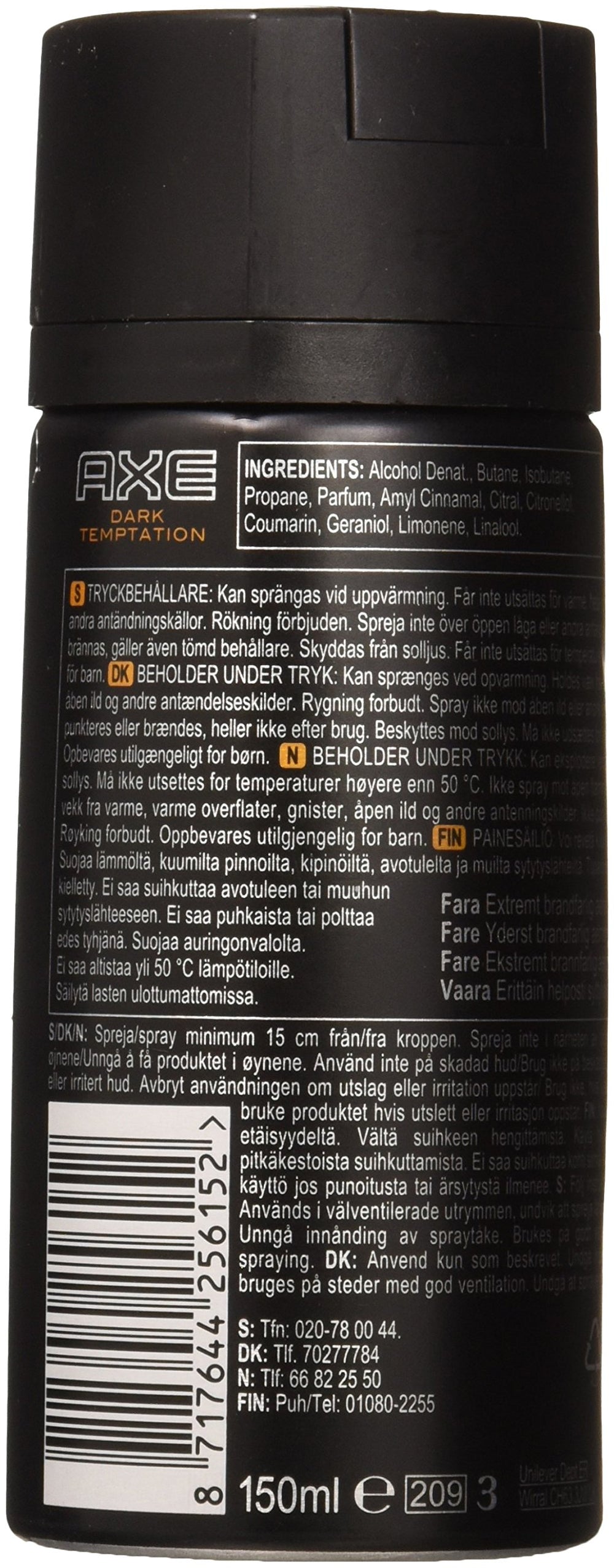 AXE Dark Temptation deodorant spray nozzle enables easy, even application for all-day wear.
