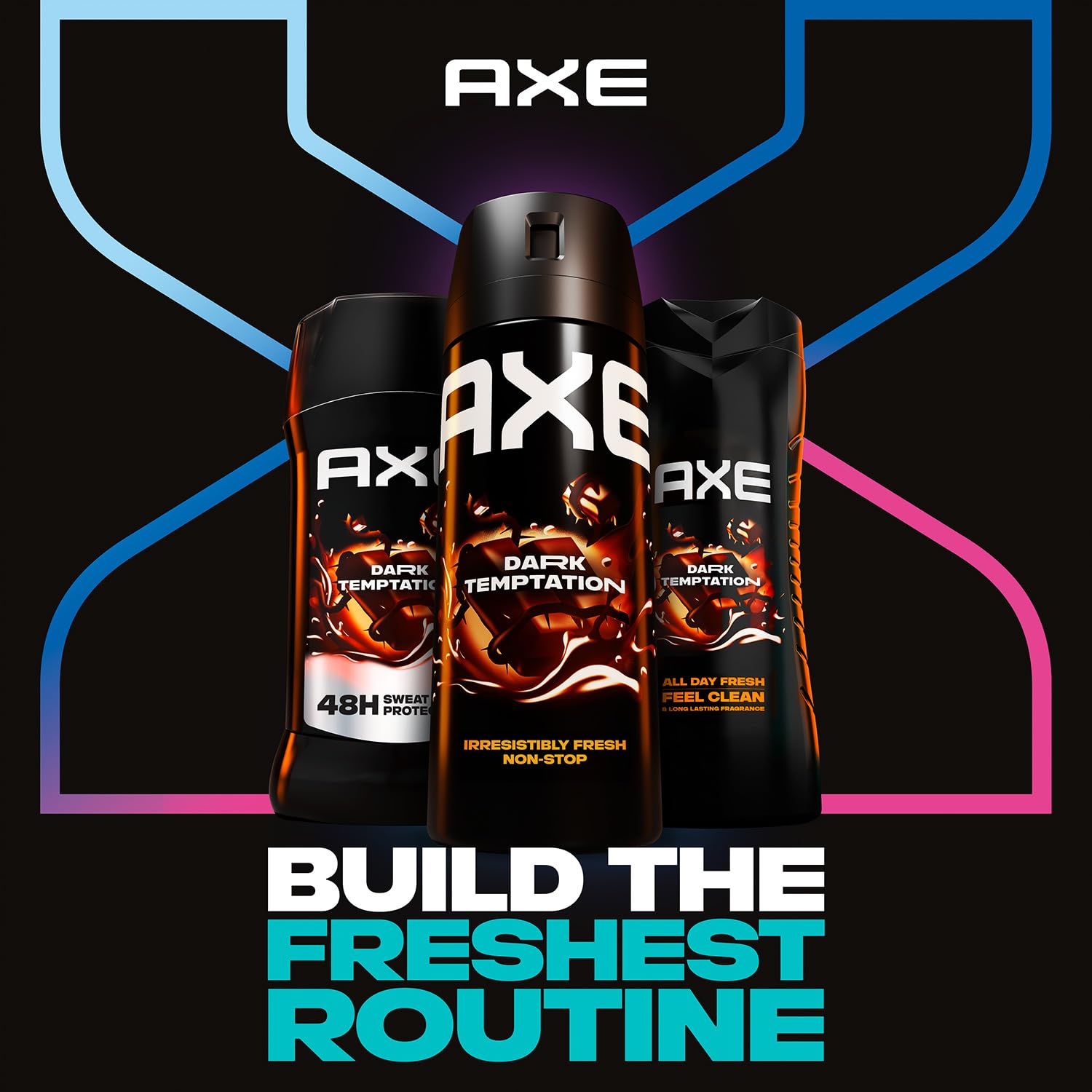 AXE Dark Temptation multipack layout conveys value and freshness
