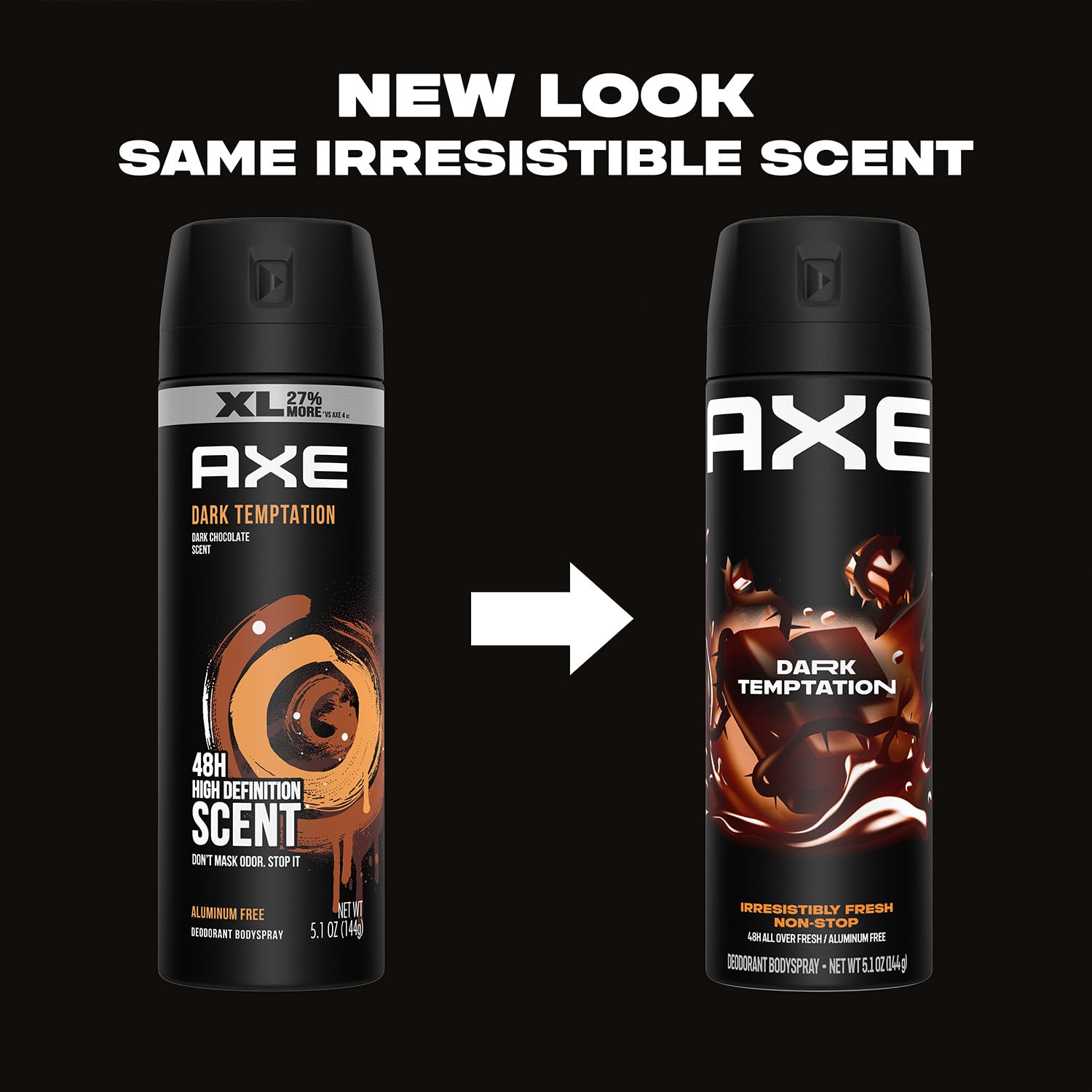 AXE Dark Temptation scent notes image showing chocolate and woody undertones